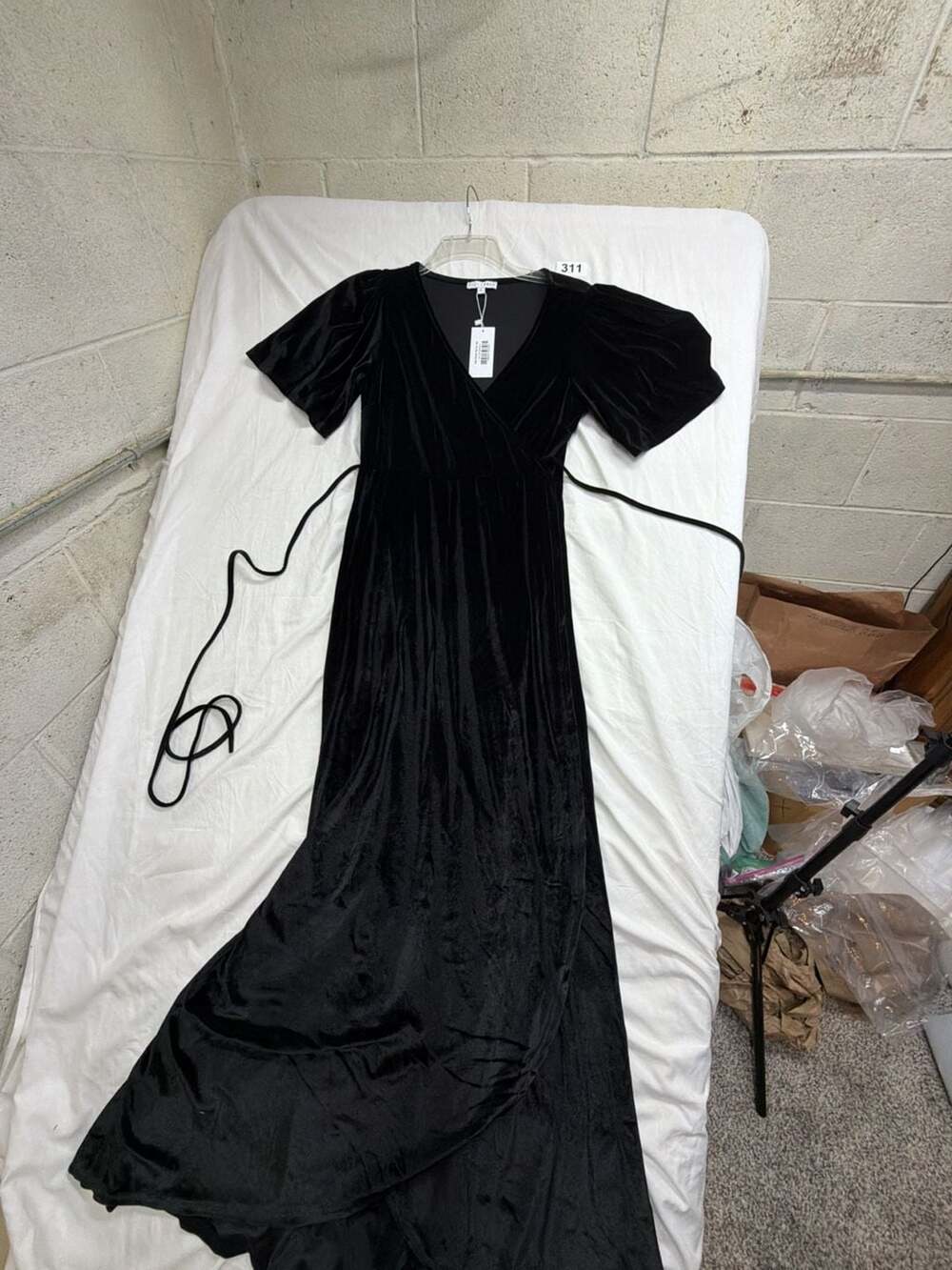 Baltic Born Katelyn Velvet Maxi Wrap Dress Black Size L